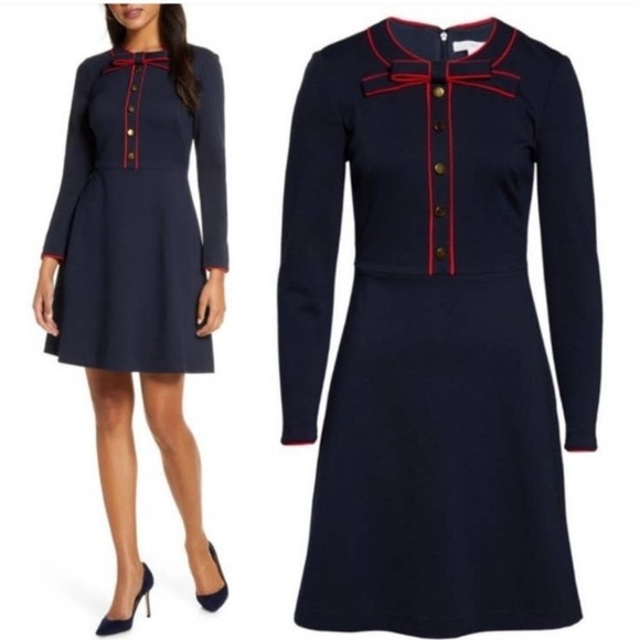 1901 Navy Blue A-Line Dress with Bow Size 4 - Picture 1 of 8